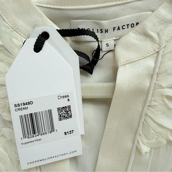 English Factory SCULPTED FLORAL MINI DRESS - size small - NWT - ivory - Picture 4 of 11